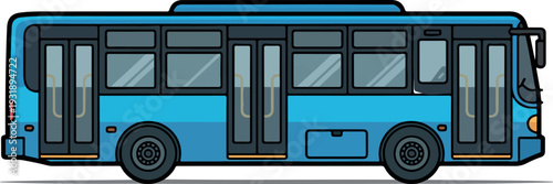 Modern blue city bus vector illustration for public transportation urban commute and transit system services