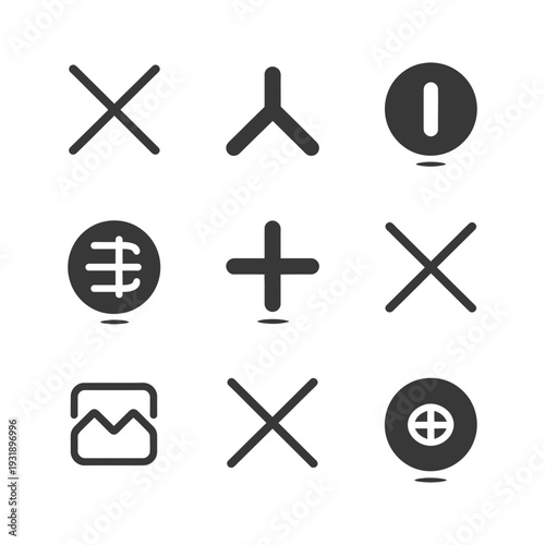 Nine Simple Black and White Interface Icons