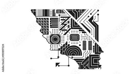 California Silicon Valley Tech Innovation Line Art Vector