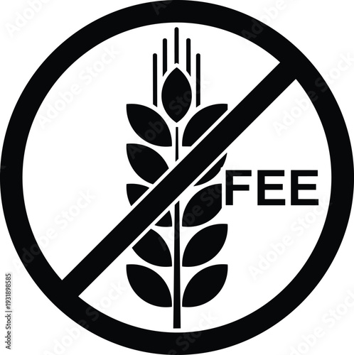 Gluten free symbol silhouettes illustration vector food health nutrition dietary restriction graphics, wellness design concept, black and white creative art collection