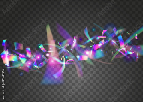 Party Background. Abstract Paper. Isolated Banner. Purple Laser Glitter. Carnaval Burst. Art Holographic Serpentine. Festive Confetti. Light Pattern. Pink Party Background