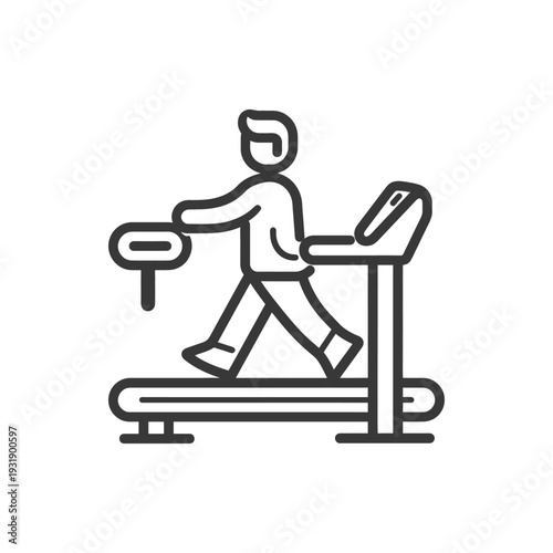 Person Walking on a Treadmill with Handrails