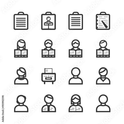 Set of 16 line icons for education and knowledge