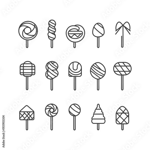Set of 16 Various Shapes of Lollipops on Sticks