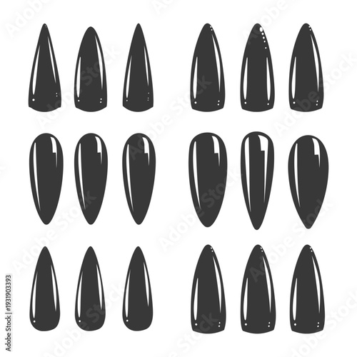 Set of 18 Nail Shapes for Manicures and Pedicures