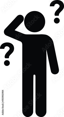 Person thinking about help customer support icon