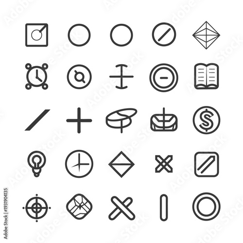 Set of 25 Linear Icons for Web and Mobile Design