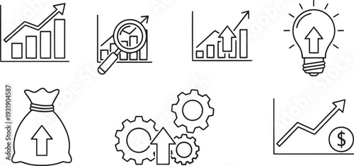 Professional Basic Business Growth and Success Icon Vector Set