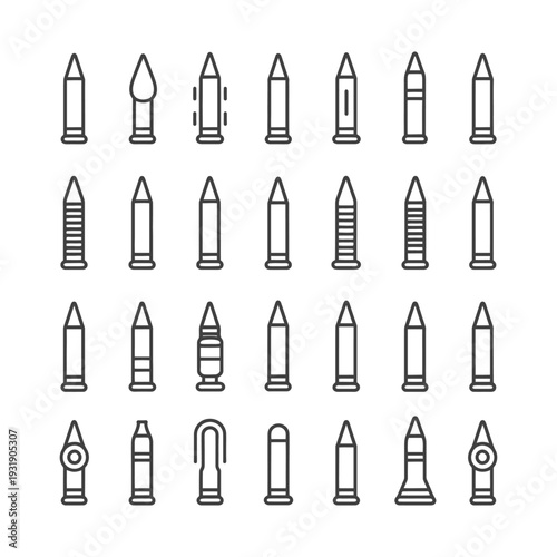 Set of Different Types of Bullet Line Icons