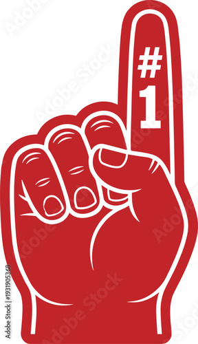 Foam finger number one silhouettes illustration vector sports fan support competition enthusiasm graphics, victory design concept, black and white creative art collection