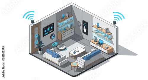 Smart Home Technology Illustrating Connected Devices in a Modern Living Space.