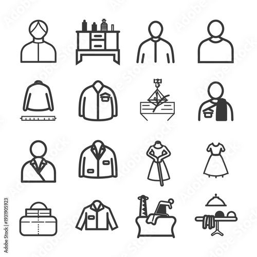 Set of icons related to clothes and dry cleaning