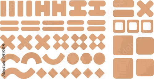 Cartoon Wooden UI Elements Vector Set with Buttons, Panels, Frames and Game Interface Assets Collection