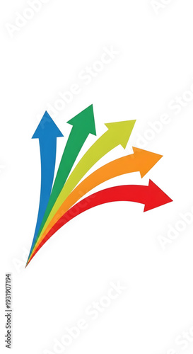 Colorful arrows pointing upwards in dynamic motion
