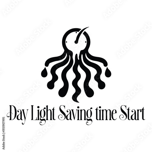 Unique Octopus Tentacle Clock Icon for Daylight Saving Time Start
