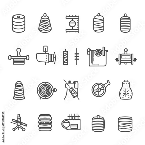 Sewing Machine and Supplies Line Icons