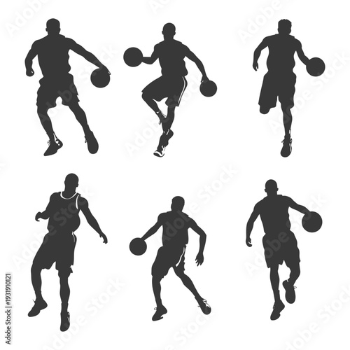 Silhouettes of Basketball Players in Different Poses