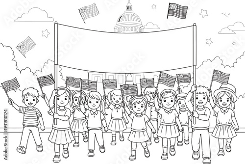 A group of people protesting with flags and banners in a demonstration