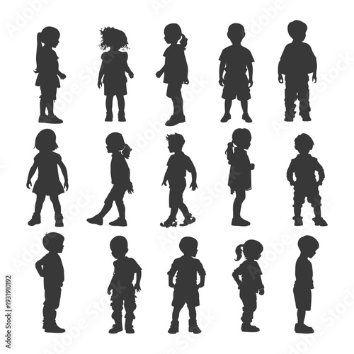 Silhouettes of Children in Various Poses