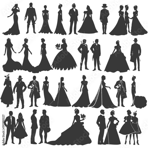 Silhouettes of Couples in Formal Attire