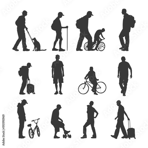 Silhouettes of People Engaged in Various Activities