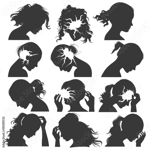 Silhouettes of Women with Cracked Heads