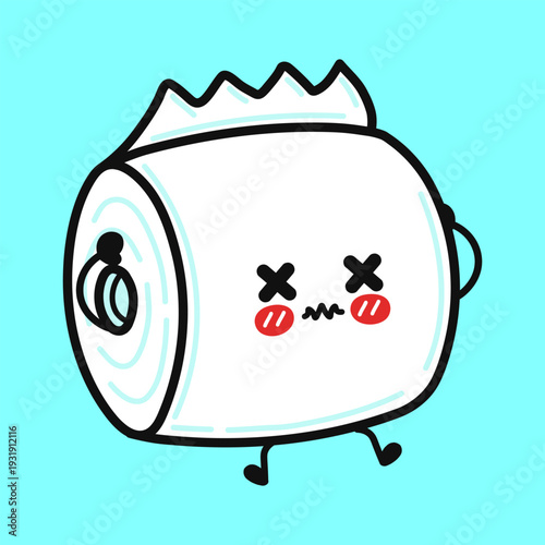 Toilet paper roll cartoon character passing away