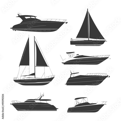 Six Silhouettes of Different Boats