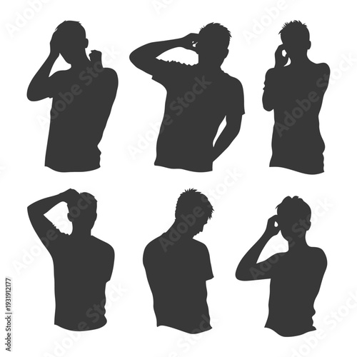 Six Silhouettes of Men with Different Poses