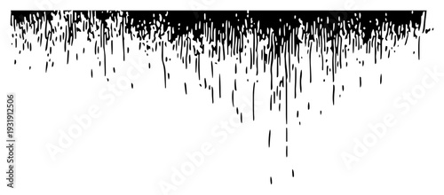 Artistic ink texture with many vertical black paint drips and grunge lines