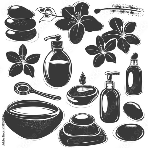 Spa and Wellness Products and Accessories with Flowers