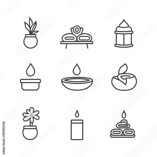 Spa and Wellness Line Icons