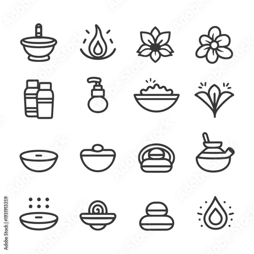 Spa and Wellness Line Icons Set