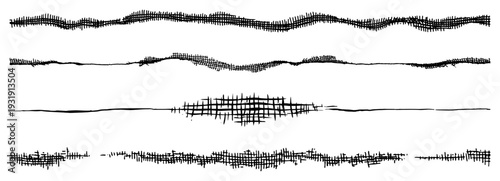 Set of horizontal dividers featuring various hand drawn woven mesh patterns