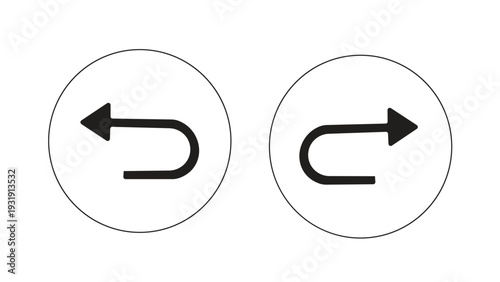 Black U-turn arrows in circles, left and right