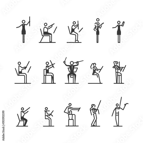 Stick Figure Musicians Playing Instruments in a Band