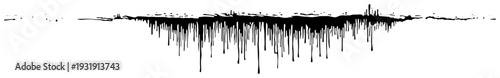 Abstract horizontal ink drip border with long thin vertical hanging strokes