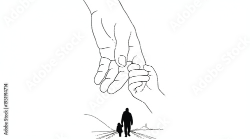 Abstract Parenting Concept with Silhouette of Father and Daughter Walking