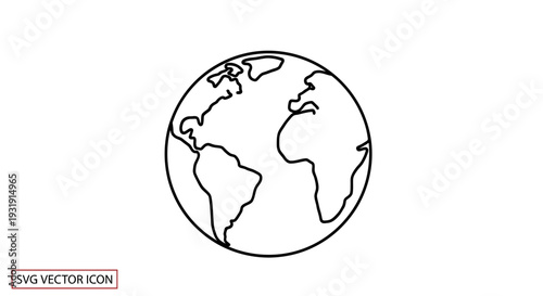 Simple Outline Icon of Planet Earth Globe