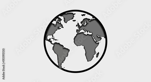 Stylized Globe Icon with Continents - Global Earth Representation