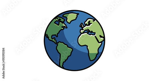 Stylized Illustration of Planet Earth Globe with Continents and Oceans