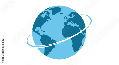 Stylized Globe with Orbiting Ring
