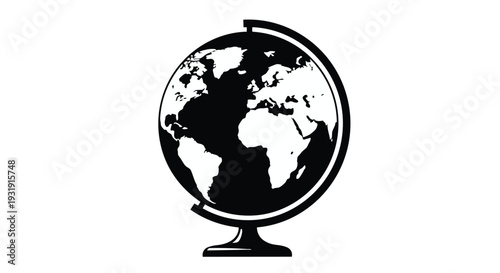 Black silhouette of a globe on a simple stand
