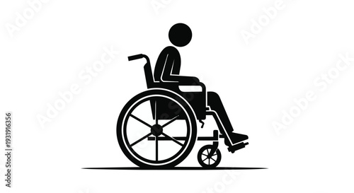 Black silhouette of a person sitting in a wheelchair