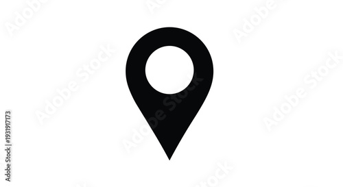 Black map pin icon on for navigation and location purposes
