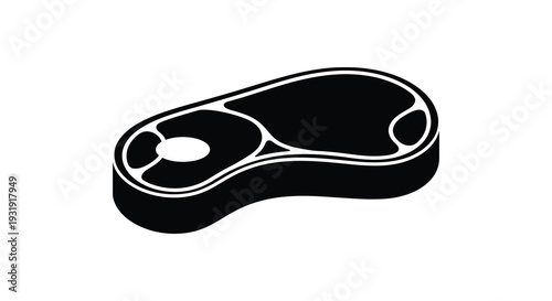 Black and white silhouette of a raw steak cut simple graphic silhouette
