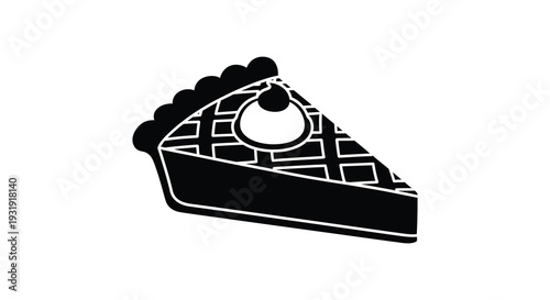 A single slice of apple pie depicted in a striking black silhouette