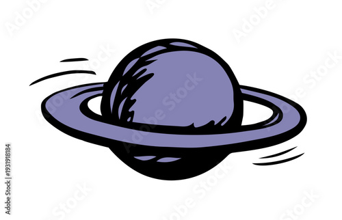 Vector drawing. Big planet in the sky