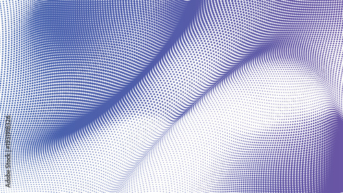 Abstract blue and purple gradient dot pattern vector illustration with flowing contours