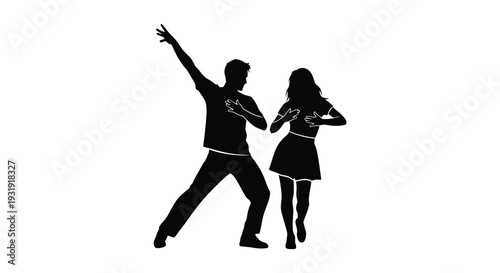 Couple dancing intimately a striking black silhouette high quality professional detailed